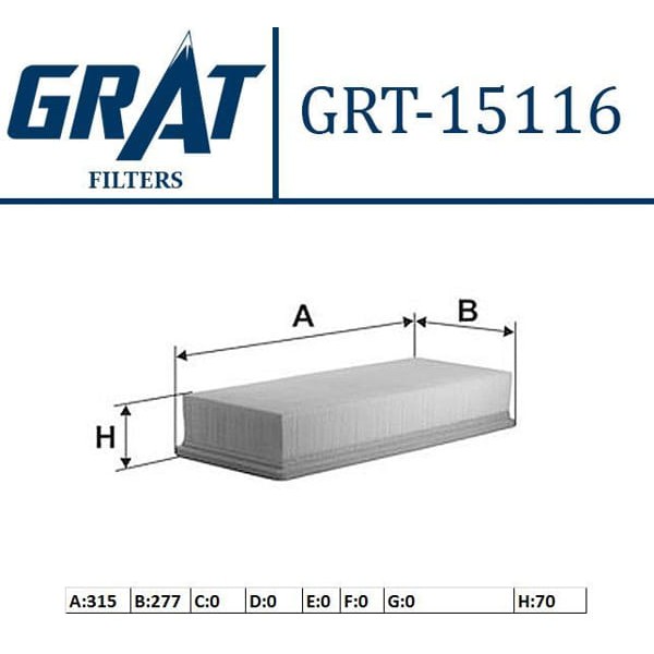GRAT 15116 Hava Filtresi Lt28-35 96-06 Lt46 II / Sprinter 2.5 2.8 TDI 