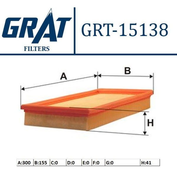 GRAT 15138 Hava Filtresi Golf V 03-06 Polo Hb 02-06 Jetta 03-06 Touran 03-07 1.4 Fsı 1.6 Fsı