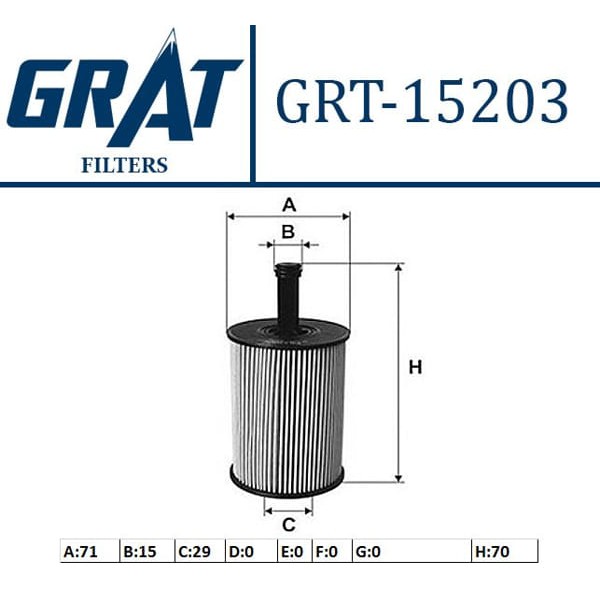 GRAT 15203 Yağ Filtresi Golf IV V VI Polo Jetta III IV Passat Caddy 04- Caddy III Transporter T5 / A 