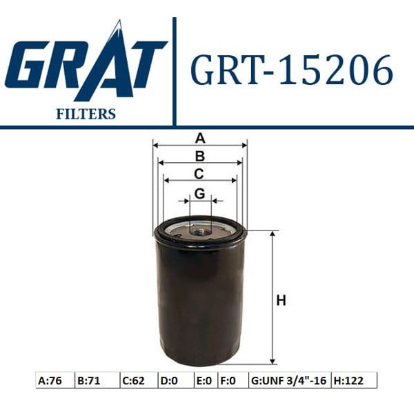 GRAT 15206 Yağ Filtresi Golf III IV Bora Polo Passat Caddy Transporter T5 Lt28-35 / A3 A4 A6 A8 / To 