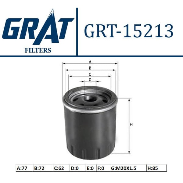 GRAT 15213 Yağ Filtresi Polo 14- / A1 14- / Fabia 14- 1.4 TDI 