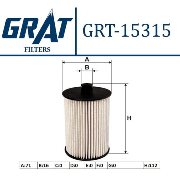 GRAT 15315 Mazot Filtresi Lt28-35 01- Lt28-46 02- 2.8 TDI Auh Bcq