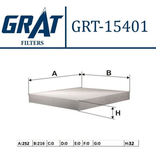 GRAT 15401 Polen Filtresi Polo 09- / A1 10- / Toledo 12- Ibiza 08- / Fabia 07- Roomster 10- Rapid 12 