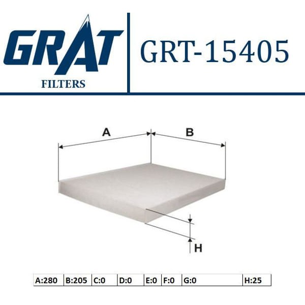 GRAT 15405 Polen Filtresi Golf III 91-97 Polo 94- Lupo 98- Passat 00- Vento 91- Caddy II 95-04 / A3