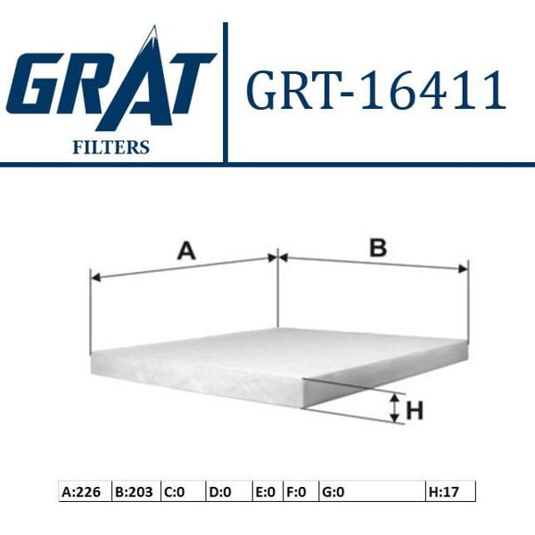 GRAT 16411 Polen Filtresi Accent Blue 10- İ40 12- Genesıs 08- / Carens 06- Rio 05- Sportage 10-