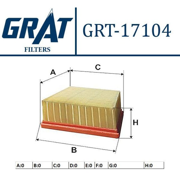 GRAT 17104 Hava Filtresi Fiesta VI 08- Transit Tourneo Courier 14- / Mazda 2 11- 1.4 TDCI 1.5 TDCI 1