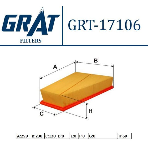 GRAT 17106 Hava Filtresi S-Max Mondeo IV 07- Galaxy 11- / S80 II 06- V70 1.6 TDCI 2.0 TDCI 1.6Tı 