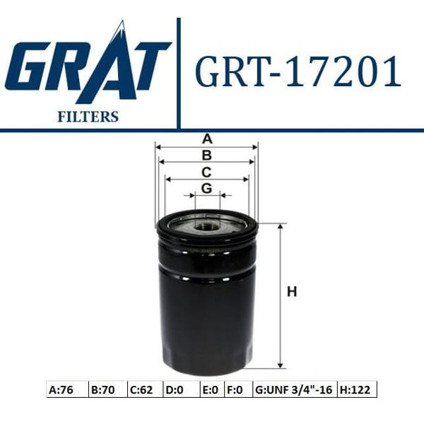 GRAT 17201 Yağ Filtresi Fiesta III IV V Focus 98-04 Mondeo Escort V VI Vıı 92-00 Transit Connect 1.6