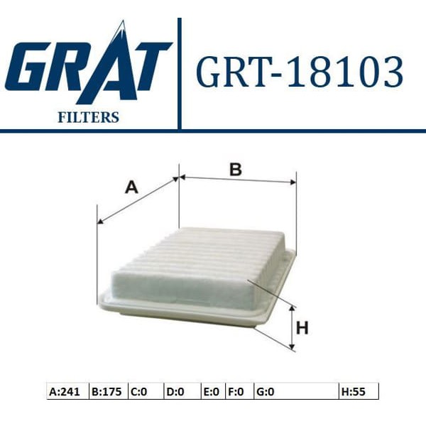 GRAT 18103 Hava Filtresi Corolla 07-11 Auris 07-11 Avensis 09-12 Rav4 1.3 1.4 1.6 Vvtı 1.5 1.8