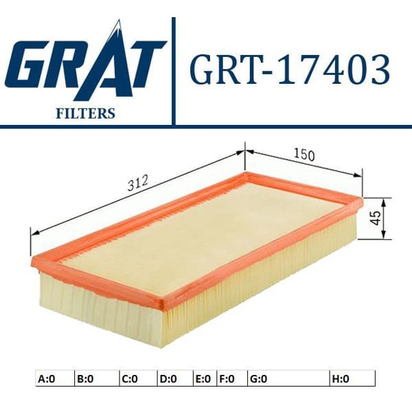 GRAT 18107 Hava Filtresi Avensis 97-02 1.6 1.8 2.0 Carına E 97- 