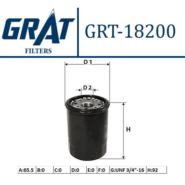GRAT 18200 Yağ Filtresi Corolla Auris Yaris Avensis Camry Benzinli
