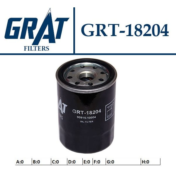 GRAT 18204 Yağ Filtresi Corolla 03-07 Avensis 03-08 / Sx4 13- Benzinli