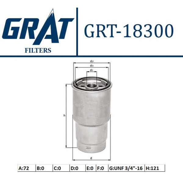 GRAT 18300 Mazot Filtresi Corolla 03-07 Avensis 03-08 Rav4 01-05 1.4 D4D 2.0 D4D
