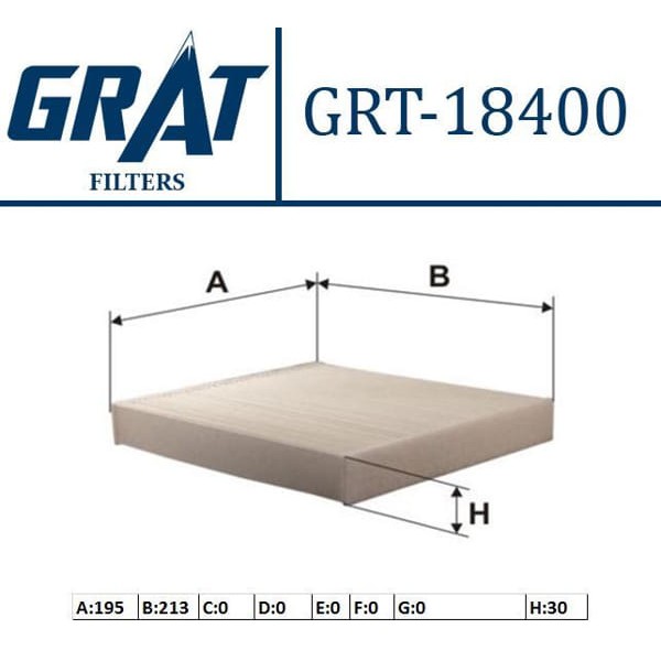 GRAT 18400 Polen Filtresi Corolla 07-11 Auris 07-11 Yaris 06-11 Rav4 06-11 LandCruiser 08- Hilux 08-