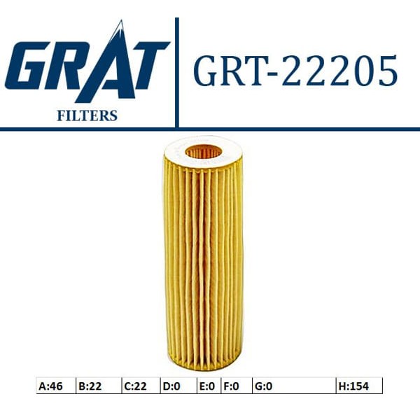 GRAT 22205 Yağ Filtresi Mercedes W203 W211 02- Sprinter 08-