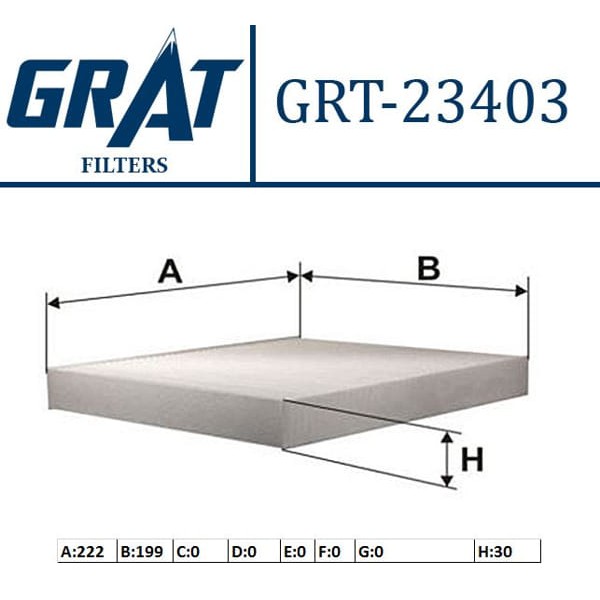 GRAT 23403 Polen Filtresi Civic 96-00 Cr-V 95-01 / 45 00-05 200 95-00 400 95-00 Teklı