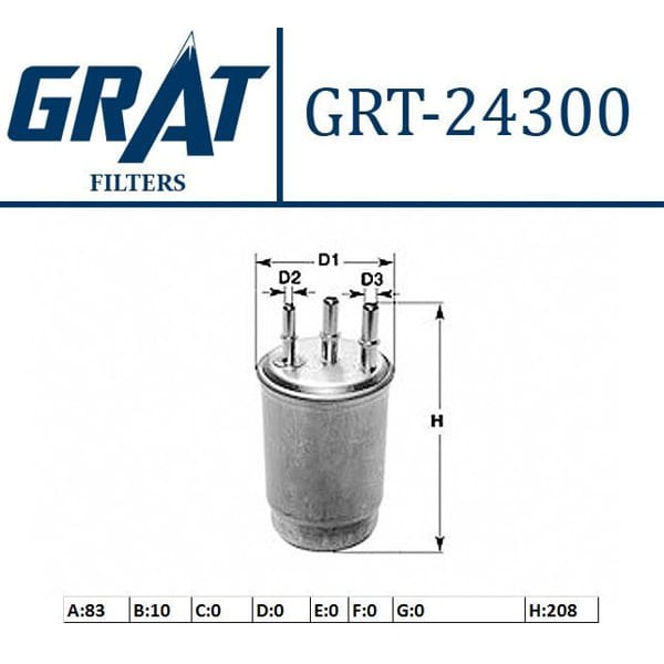 GRAT 24300 Mazot Filtresi CLIO Symbol II / Logan 08- Sandero 08- Duster 10- 1.5 DCI