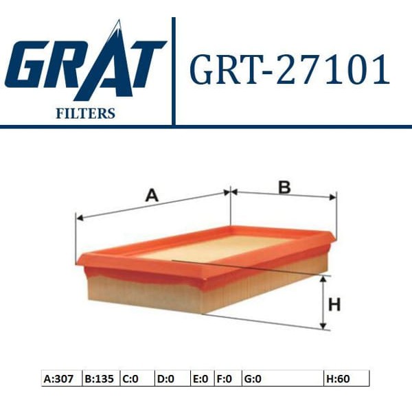 GRAT 27101 Hava Filtresi 147 1.6 2.0 Ts Jts