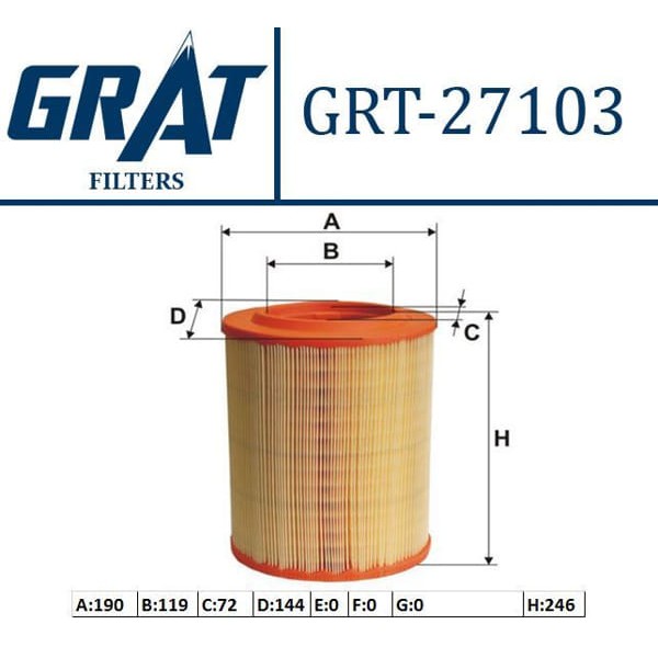 GRAT 27103 Hava Filtresi 159 05- 1.9 Jts 16V 