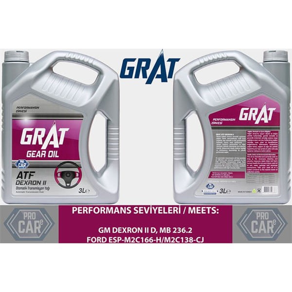 GRAT 600023 Şanzıman Yağı Atf II 3 Lıtre Dexron II 