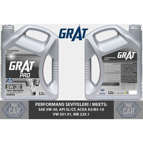 GRAT 6053032 Motor Yağı 3.2 Lıtre 5W30 Tam Sentetik Sl Cf 