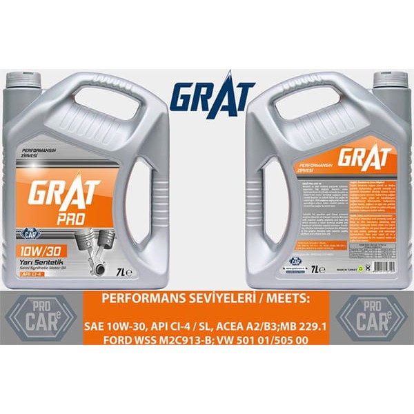 GRAT 610307 Motor Yağı 7 Lıtre 10W30 Yarı Sentetik Cı-4