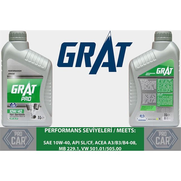 GRAT 610401 Motor Yağı 1 Lıtre 10W40 Yarı Sentetik Apı Sl Cf