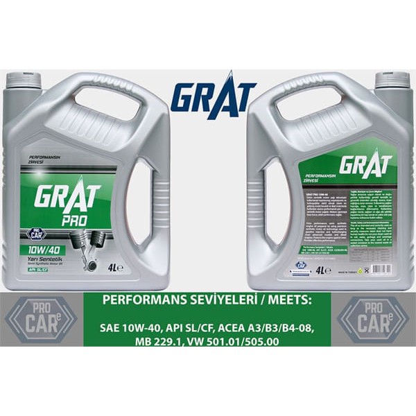 GRAT 610404 Motor Yağı 4 Litre 10W40 Yarı Sentetik Apı Sl Cf