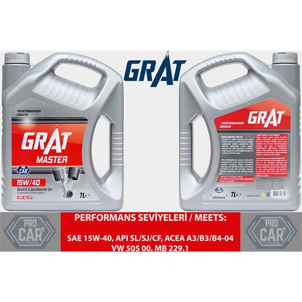 GRAT 615407 Motor Yağı 7 Lıtre 15W40 Apı Sl Cf 