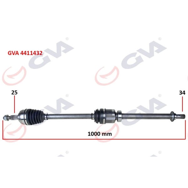 GVA 4411432 Komple Aks Sağ Megane IV 1.5DCI 16- Euro6 A-T 1000Mm 