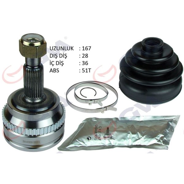 GVA 4419022K Aks Kafası Dış Ön Master II 2.5 Dci 98-10 Abs Li 51Diş 28×36×65 167Mm