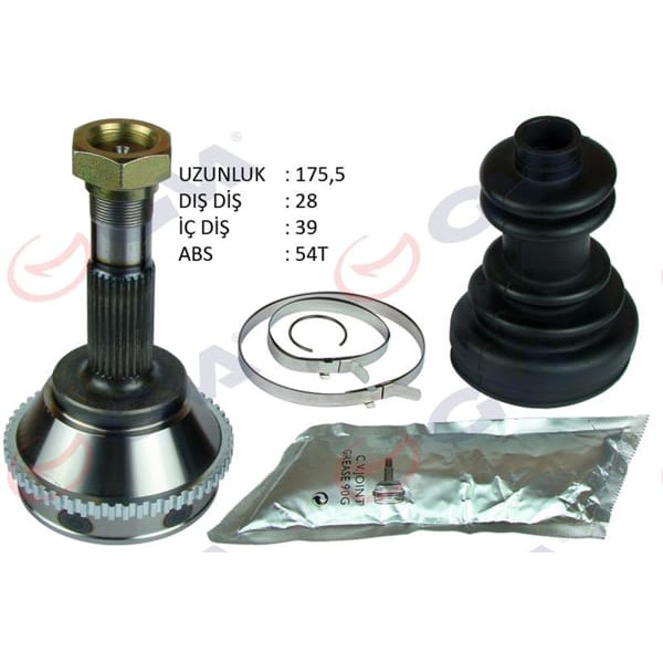 GVA 4427010K Aks Kafası Dış Ön Ducato-Boxer-Jumper 2.5 D 94-02 14Q Abs Li 54Diş 15 Jant 28×39×63 175 