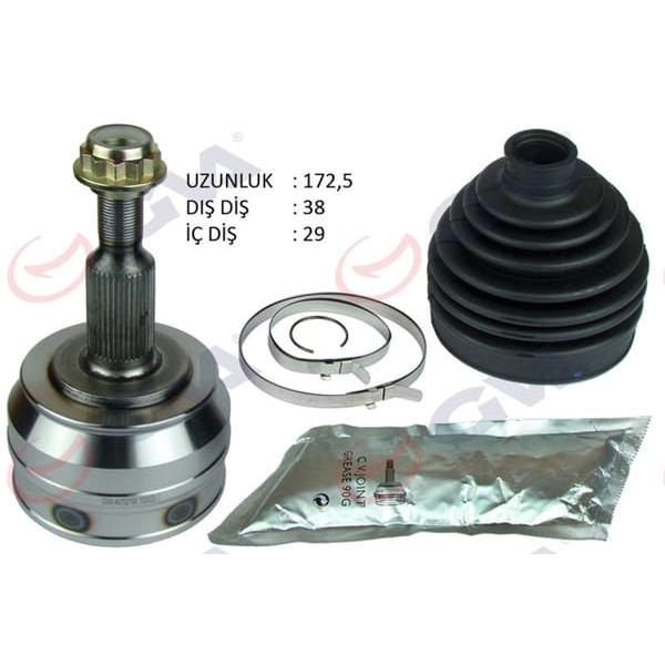 GVA 4475210K Aks Kafası Dış Ön Transporter T5 2.5 TDI 04-10 Axd 38×29×63 172.5Mm 