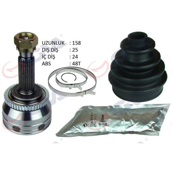 GVA 4491020K Aks Kafası Dış Ön Hyundai İ-20 1.4CRDI 08-15 90Hp Abs Li 48Diş 25×24×52.6 158Mm