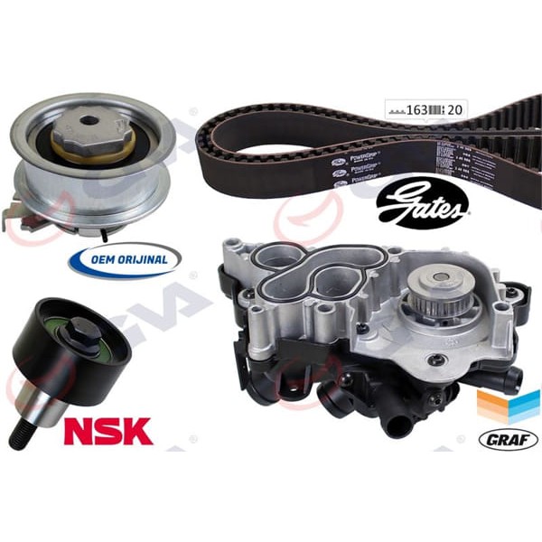 GVA 59WPK7512-2 Devirdaimli Eksantrik Gergi Seti Polo-Golf VII-Passat-A3-Leon 1.2 Tsı-1.4 Tsı 13- (4 