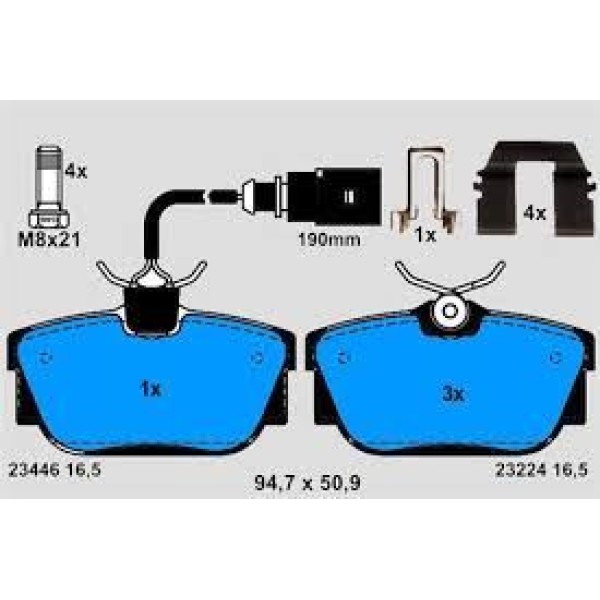 HATTAT 3031648 Fren Balatası Arka Fıssız Sharan 95- Transporter T4 90-03 / Alhambra 96- / Galaxy 00- 