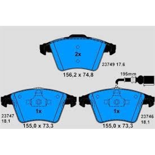 HATTAT 3031651 Fren Balatası Ön Fişli Transporter T5 03- Transporter T6 15-