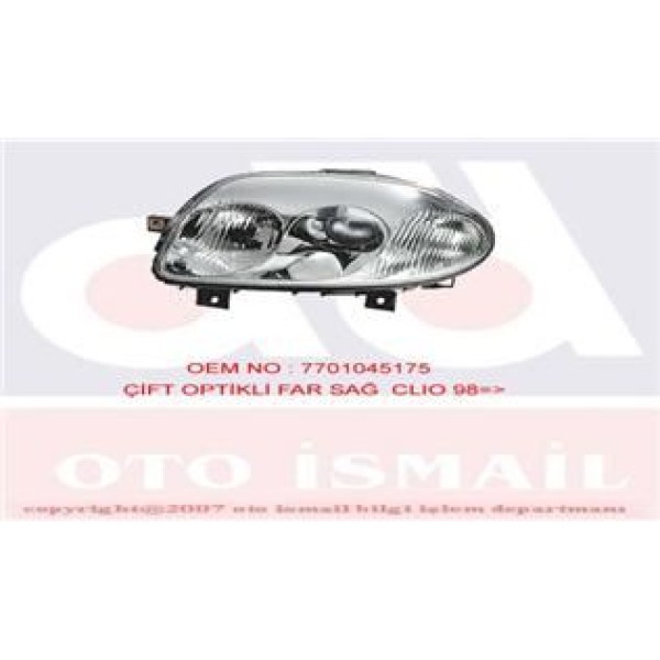 HELLA 1EL007510-101 Far Sağ - Sinyal CLIO II 98-01 Elektrikli Çıft Optık H7-Hb3