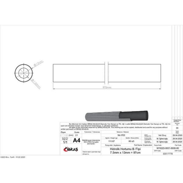 IBRAS 17778 Debriyaj Deposu Hidrolik Hortumu Karsan J10 Euro4 