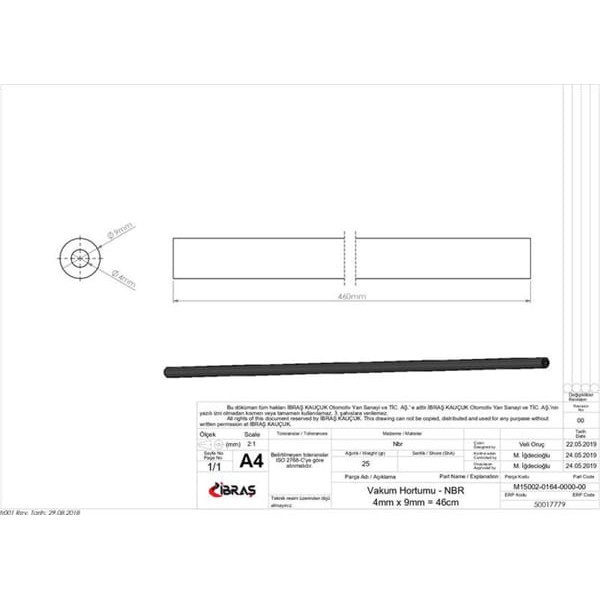 IBRAS 17779 Vakum Hortumu 4Mm X 46Cm Nbr Karsan J10 Euro4 