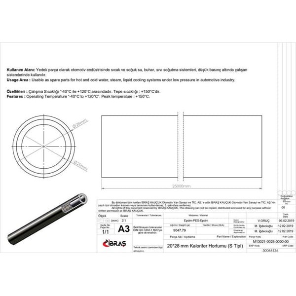 IBRAS 66136 20Mm X 28Mm Kalorifer Hortumu Üniversal S / Tipi 