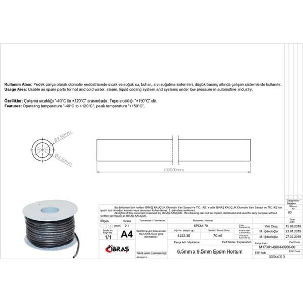 IBRAS 66313 6.5Mm X 9.5Mm Su Hortumu Üniversal C / Tipi 