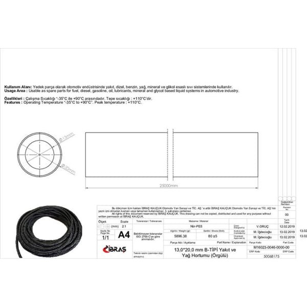 IBRAS 68175 13.0Mm X 20.0Mm Yakıt Hortumu Üniversal B / Tipi