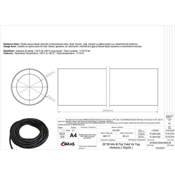 IBRAS 68207 20.0Mm X 28.0Mm Yakıt Hortumu Üniversal B / Tipi