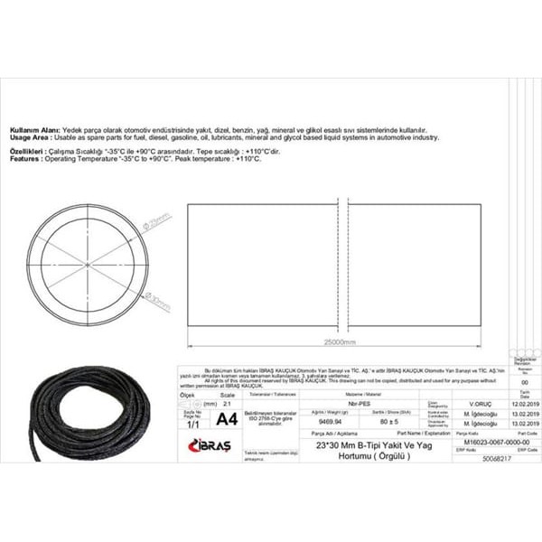 IBRAS 68217 23.0Mm X 30.0Mm Yakıt Hortumu Üniversal B / Tipi