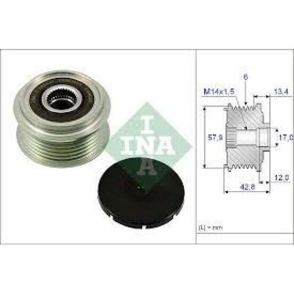 INA 535024010 Alternatör Kasnağı (Rulmanlı) Toyota Urban Cruiser-Verso S 1.4D-4D (10-16) Subaru Trez 