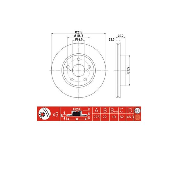 IOTO 10101-30308 Fren Diski Ön 275 Mm. Corolla 1.6Vvtı 07- Auris 1.6Vvtı 2007- 
