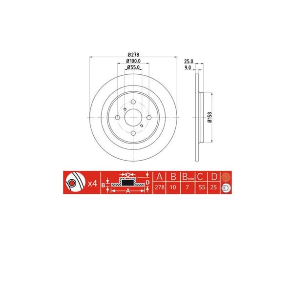 IOTO 10103-30303 Fren Diski Arka 278 Mm. Yaris 2006-