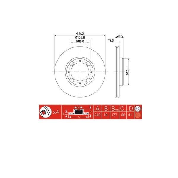 IOTO 10201-30301 Fren Diski Ön 242 Mm. Accent 1994-2000 Excel 1990-1994