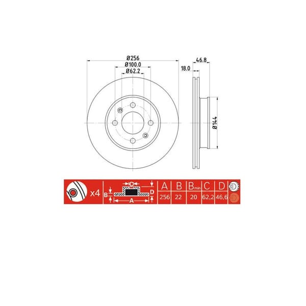 IOTO 10201-30303 Ön Fren Aynası 256Mm Accent Era 05- (Yvz-16307)